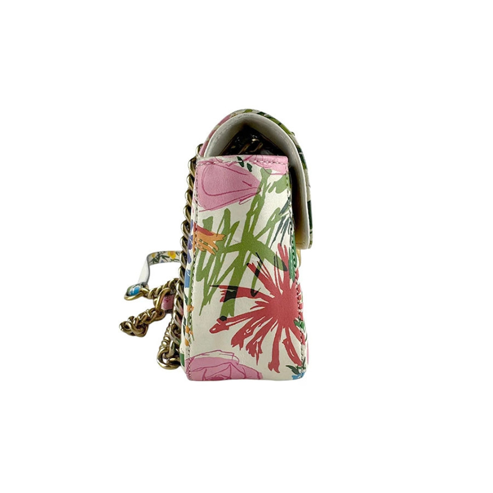 Gucci Marmont Leather Bag White Multicolor Shoulder GG